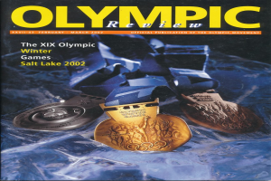 Ein Buch mit dem Titel "Olympische Übersicht" mit mehreren Medaillen in verschiedenen Größen und Farben und fetter Schrift auf dem Cover.