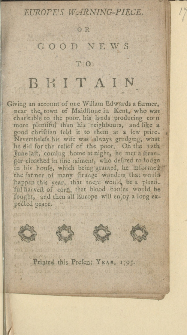 Offenes Buch mit der Aufschrift "Europas Warnung oder Gute Nachrichten für Großbritannien" auf seinen Seiten.