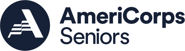 American Corps of Seniors-Logo auf weißem Hintergrund mit "American Corps" in fetter schwarzer Schrift über "Seniors" in kleinerer Schrift.