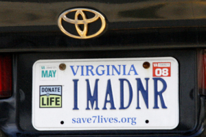 Ein Logo und eine Namenskennzeichnung mit Text und Zahlen auf einem Fahrzeug.