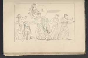 Ein Buchumschlag mit einer leuchtenden Illustration einer Gruppe tanzender Frauen in dynamischen, synchronisierten Posen.