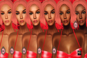 Eine animierte Abbildung mehrerer Frauen, die nebeneinander stehen und einander ähneln, mit Zahlen von 04 bis 08 und einer weiteren Zahl 19 darauf.