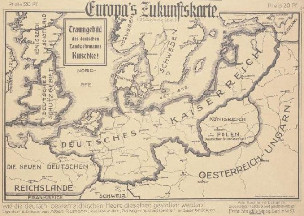 Alte Europa-Karte aus dem frühen 20. Jahrhundert, die das Ausmaß der Europäischen Union mit handschriftlichen Textanmerkungen zeigt.